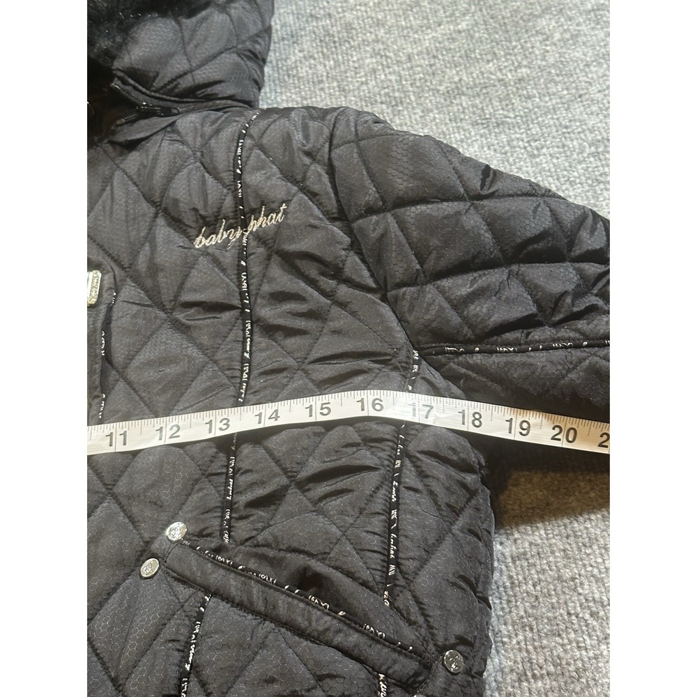 VTG Baby Phat Women's M Quilted Puffer Jacket Faux Fur Babydoll Zip Latch Y2K - Picture 9 of 9